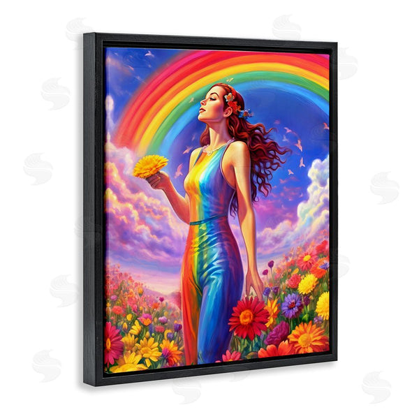 Stupell Industries Spirit Of The Rainbow | Girl In Rainbow Meadow Wall Art
