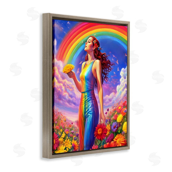 Stupell Industries Spirit Of The Rainbow | Girl In Rainbow Meadow Wall Art