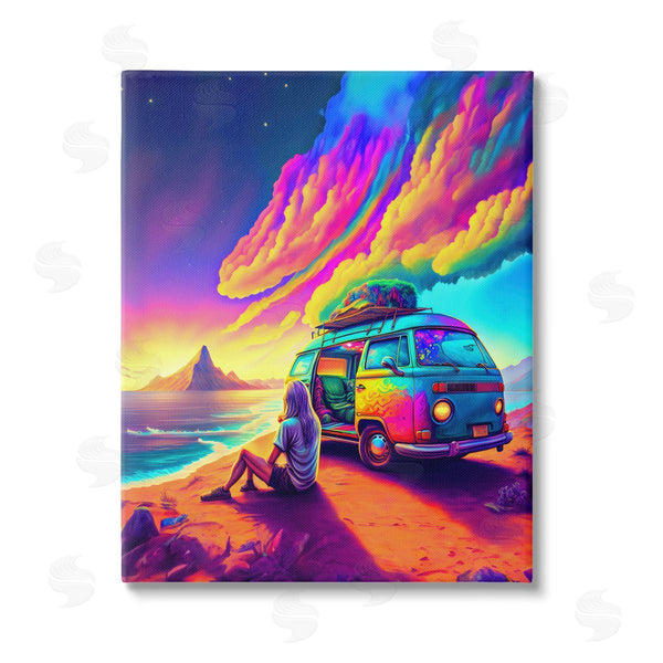 stupell industries Spirit of the Rainbow | Vacation Van on Beach Wall Art