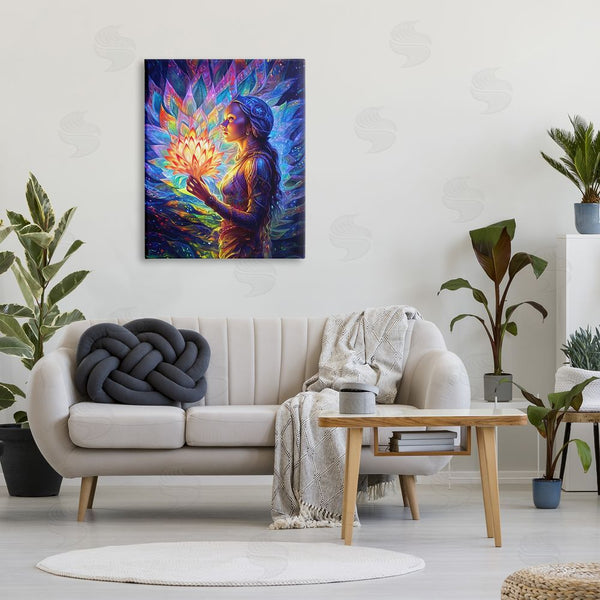 Stupell Industries Spirit Of The Rainbow | Woman & Lotus Fractals Wall Art