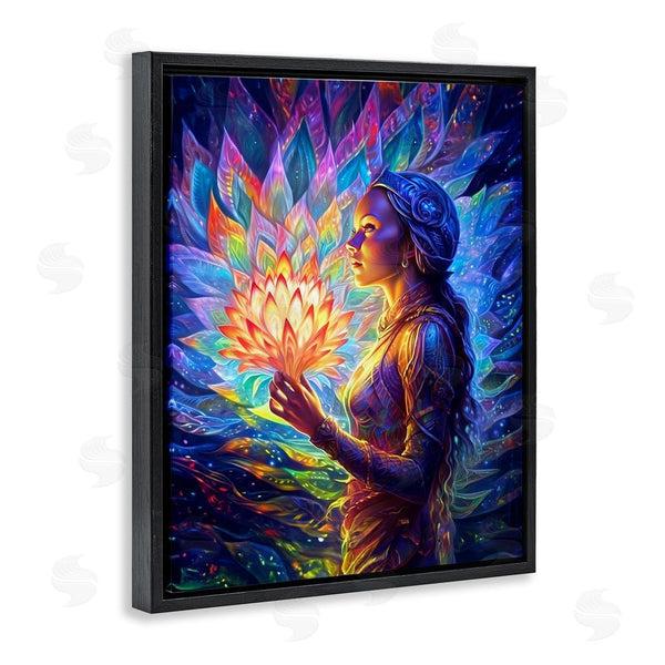 Stupell Industries Spirit Of The Rainbow | Woman & Lotus Fractals Wall Art