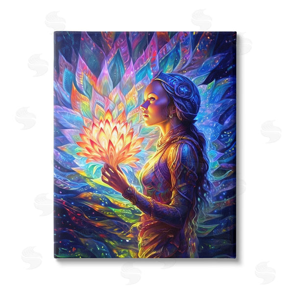stupell industries Spirit of the Rainbow | Woman & Lotus Fractals Wall Art