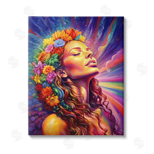 stupell industries Spirit of the Rainbow | Woman with Floral Garland Wall Art