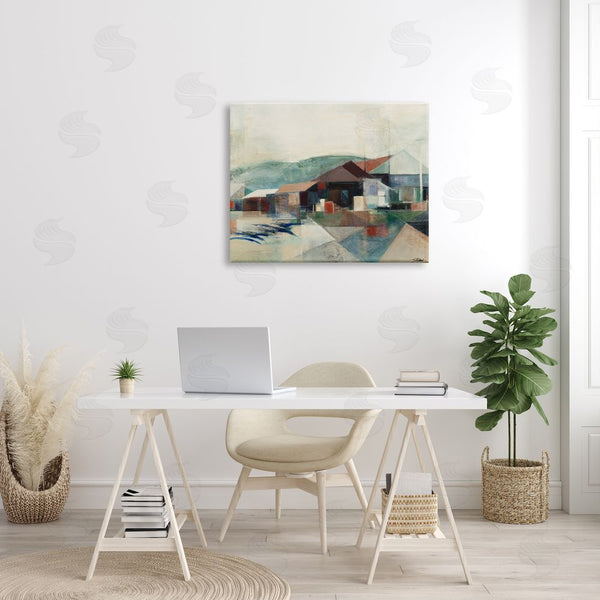 Stupell Industries Stacey Pollard | Abstract Hillside Valley Village Triangular Patterns Wall Art