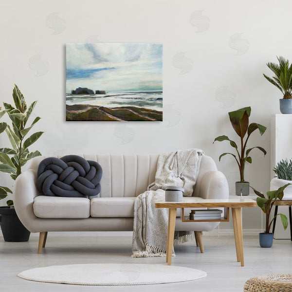 Stupell Industries Stacey Pollard | Abstract Rigid Coast Landscape White Fluid Waves Wall Art