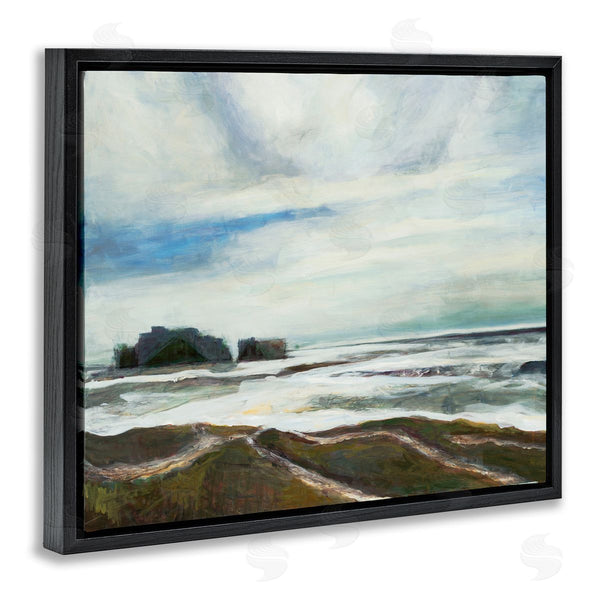Stupell Industries Stacey Pollard | Abstract Rigid Coast Landscape White Fluid Waves Wall Art