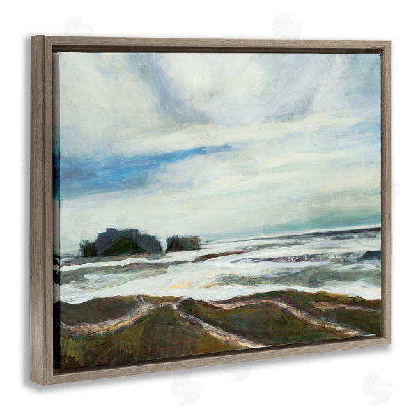 Stupell Industries Stacey Pollard | Abstract Rigid Coast Landscape White Fluid Waves Wall Art