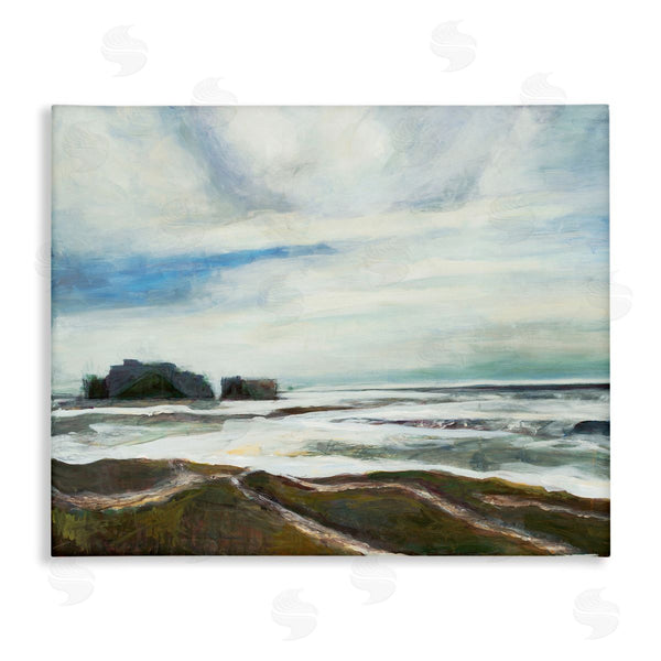 stupell industries Stacey Pollard | Abstract Rigid Coast Landscape White Fluid Waves Wall Art