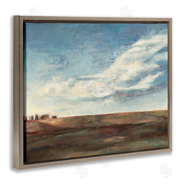 Stupell Industries Stacey Pollard | Cloudy Country Landscape Distant Town Earth Tones Wall Art