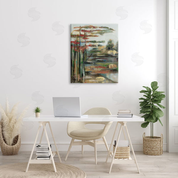 Stupell Industries Stacey Pollard | Rustic Abstract Forest Landscape Linear Distortion Green Brown Wall Art