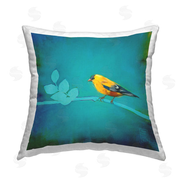 stupell industries Stacy Daguiar | Blue Modern Bird on Branch Printed Throw Pillow