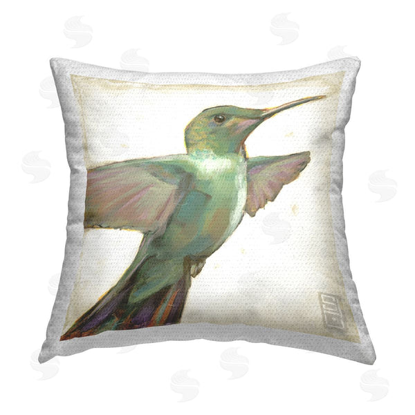 Stupell Industries Stacy Daguiar | Green Hummingbird Flying Printed Throw Pillow