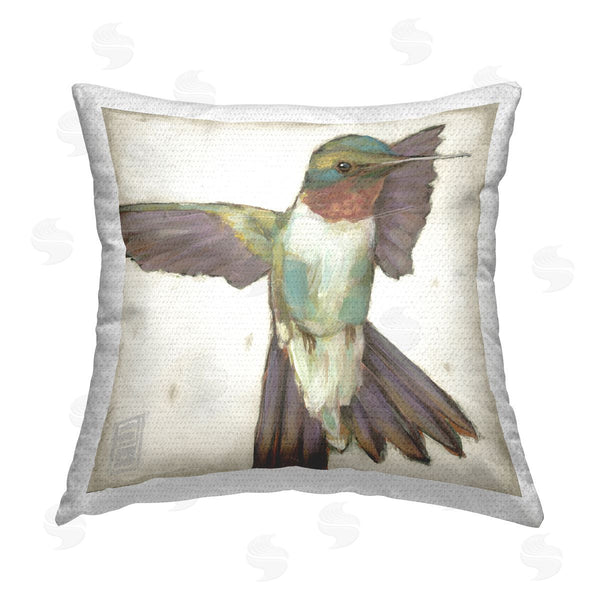 Stupell Industries Stacy Daguiar | Green & Purple Hummingbird Printed Throw Pillow