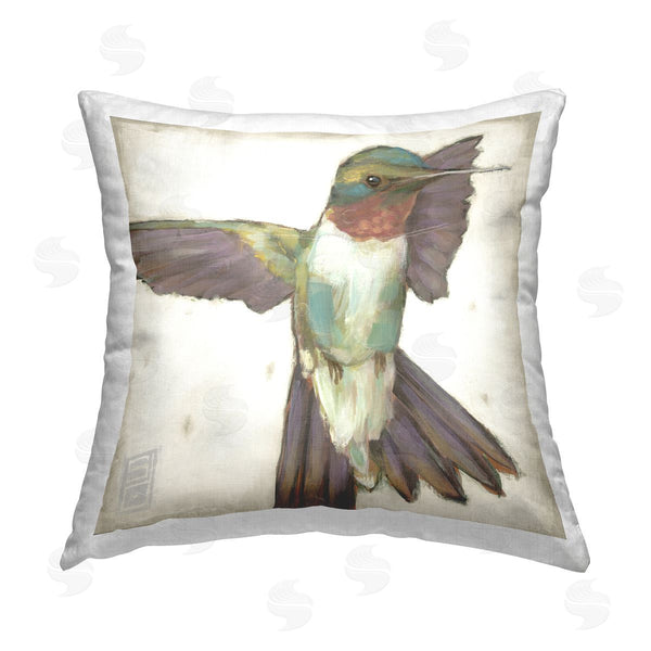 stupell industries Stacy Daguiar | Green & Purple Hummingbird Printed Throw Pillow