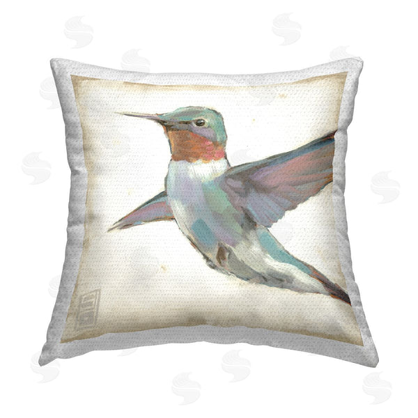 Stupell Industries Stacy Daguiar | Modern Hummingbird Flying Printed Throw Pillow
