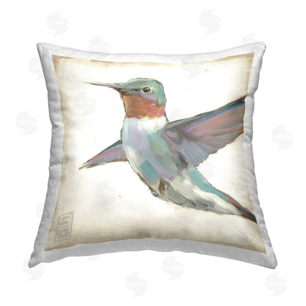 stupell industries Stacy Daguiar | Modern Hummingbird Flying Printed Throw Pillow