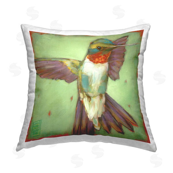 stupell industries Stacy Daguiar | Modern Hummingbird on Green Printed Throw Pillow