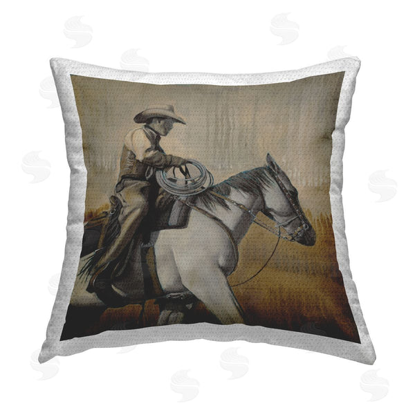 Stupell Industries Stacy Daguiar | Western Rodeo Cowboy Jockey Printed Throw Pillow