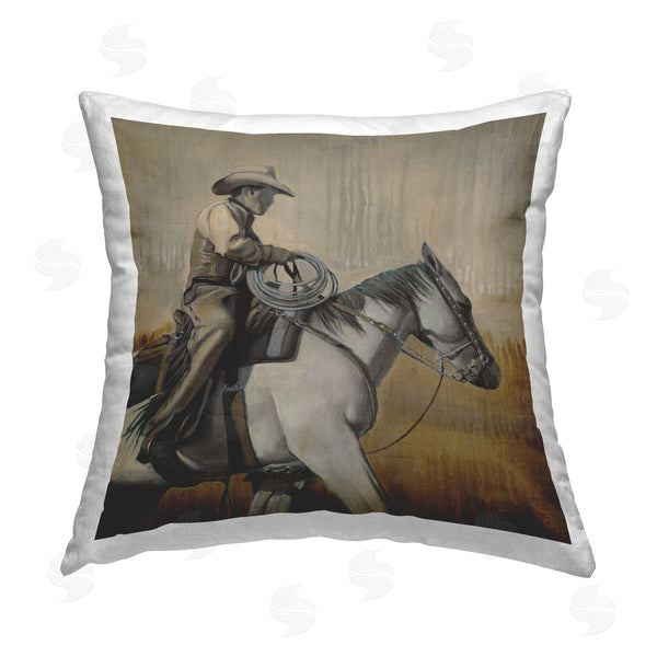 stupell industries Stacy Daguiar | Western Rodeo Cowboy Jockey Printed Throw Pillow