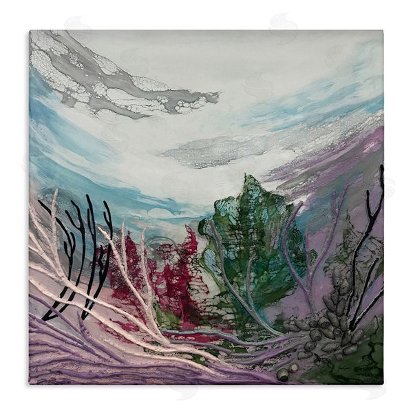 stupell industries Stacy Gresell | Abstract Underwater Landscape Scene Floating Coral Plants Wall Art