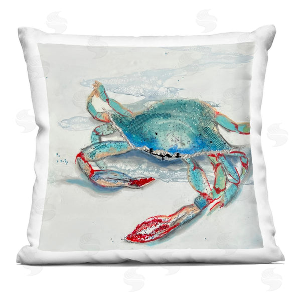 stupell industries Stacy Gresell | Blue Crab with Abstract Motifs Printed Throw Pillow