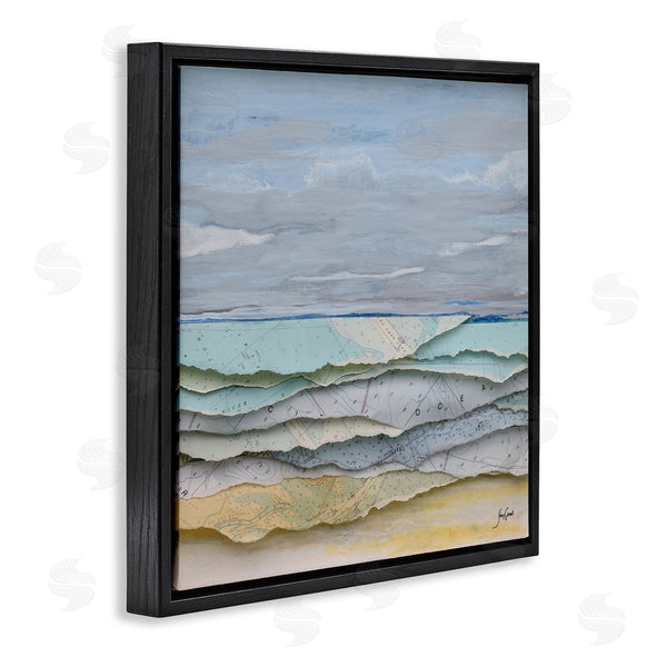 Stupell Industries Stacy Gresell | Layered Map Clippings Beach Shoreline Abstract Collage Wall Art