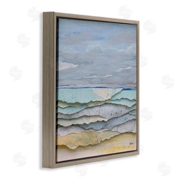 Stupell Industries Stacy Gresell | Layered Map Clippings Beach Shoreline Abstract Collage Wall Art