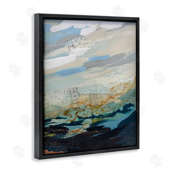 Stupell Industries Stacy Gresell | Nautical Landscape Abstract Ocean Layered Map Collage Wall Art