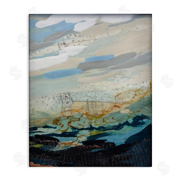 stupell industries Stacy Gresell | Nautical Landscape Abstract Ocean Layered Map Collage Wall Art