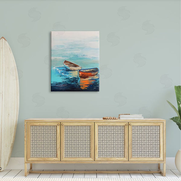 Stupell Industries Stacy Gresell | Quiet Boats Drifting Vivid Ocean Surface Reflection Wall Art