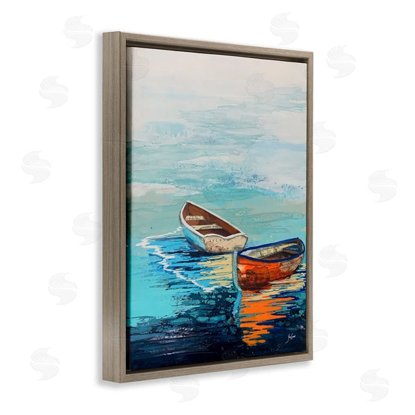 Stupell Industries Stacy Gresell | Quiet Boats Drifting Vivid Ocean Surface Reflection Wall Art