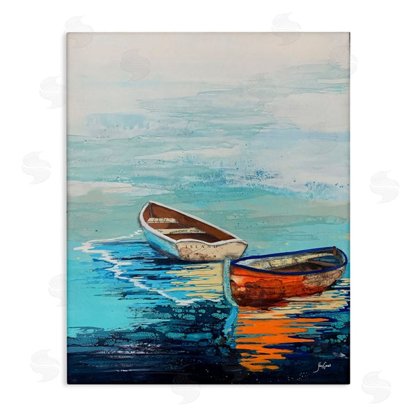 stupell industries Stacy Gresell | Quiet Boats Drifting Vivid Ocean Surface Reflection Wall Art