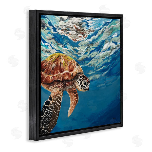 Stupell Industries Stacy Gresell | Sea Turtle Swimming Distant Surface Ocean Water Waves Wall Art