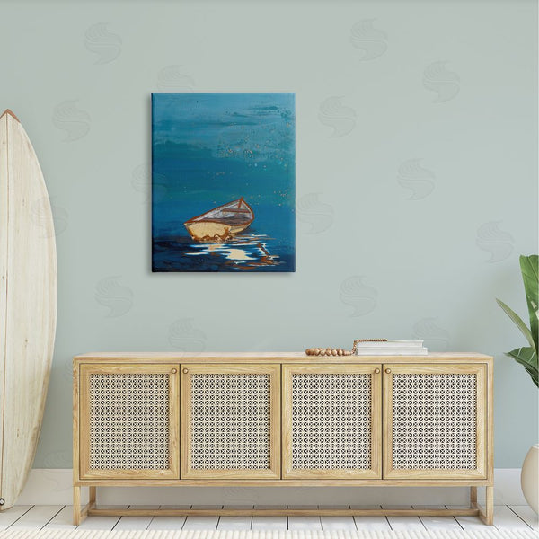 Stupell Industries Stacy Gresell | Single Boat Ocean Surface Layered Marine Collage Wall Art