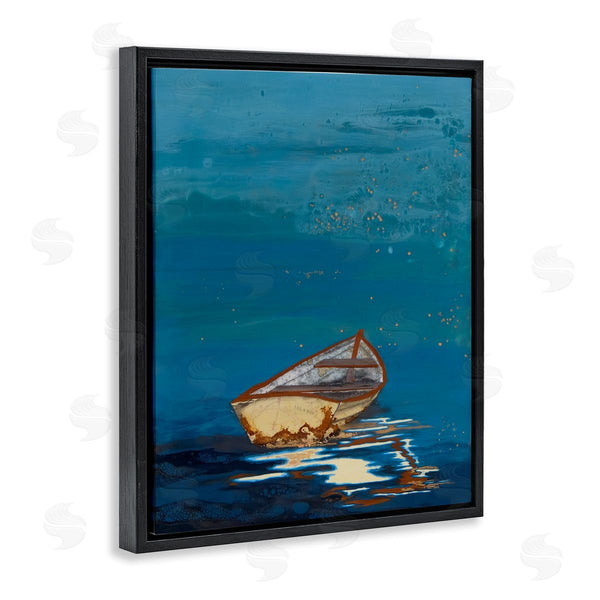 Stupell Industries Stacy Gresell | Single Boat Ocean Surface Layered Marine Collage Wall Art