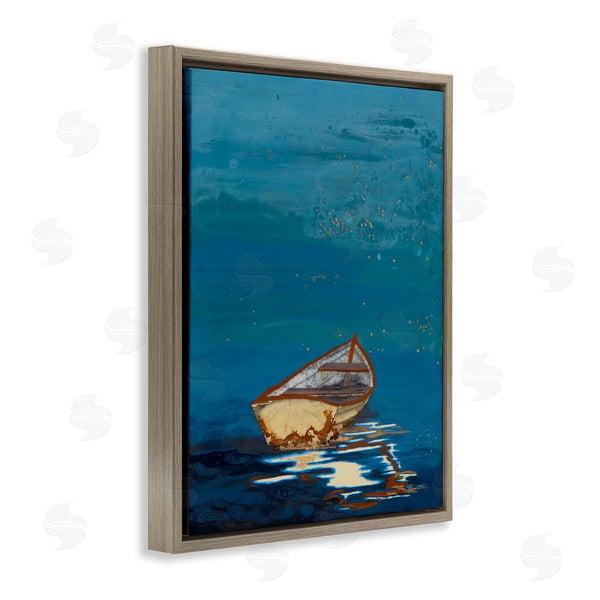 Stupell Industries Stacy Gresell | Single Boat Ocean Surface Layered Marine Collage Wall Art