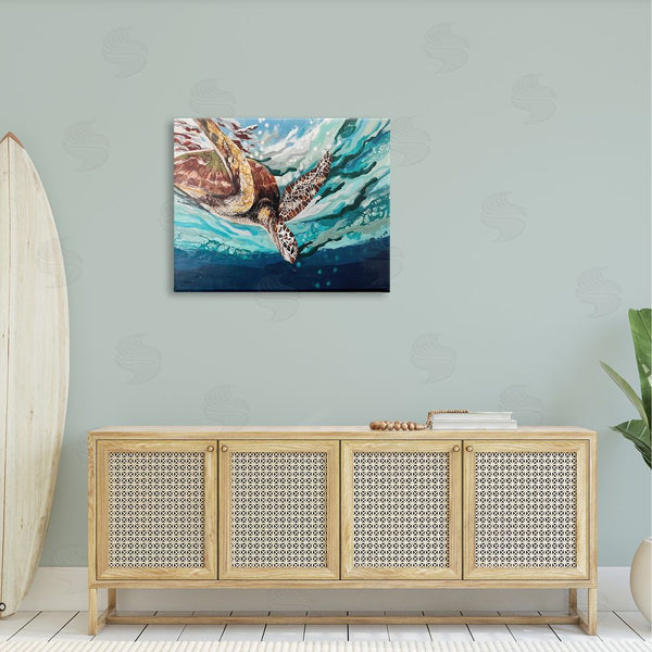 Stupell Industries Stacy Gresell | Splashing Sea Turtle Diving Below Ocean Surface Wall Art