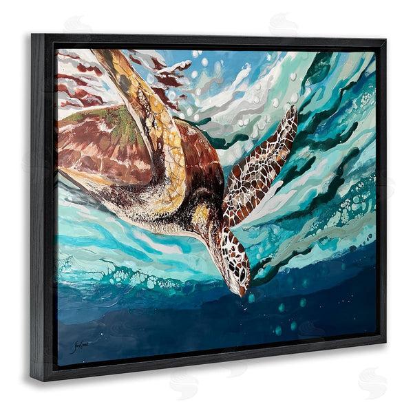 Stupell Industries Stacy Gresell | Splashing Sea Turtle Diving Below Ocean Surface Wall Art