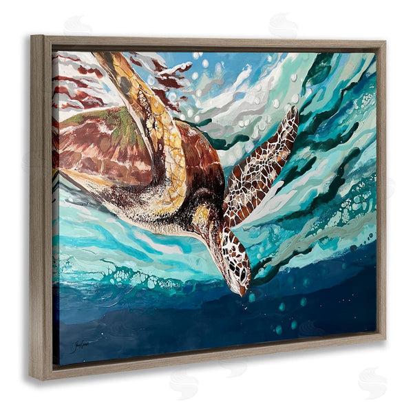 Stupell Industries Stacy Gresell | Splashing Sea Turtle Diving Below Ocean Surface Wall Art