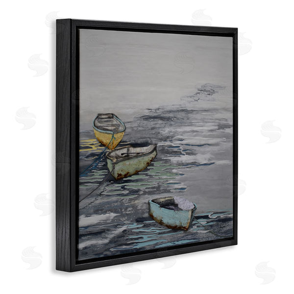 Stupell Industries Stacy Gresell | Three Rowboats Floating Ocean Waves Layered Collage Wall Art