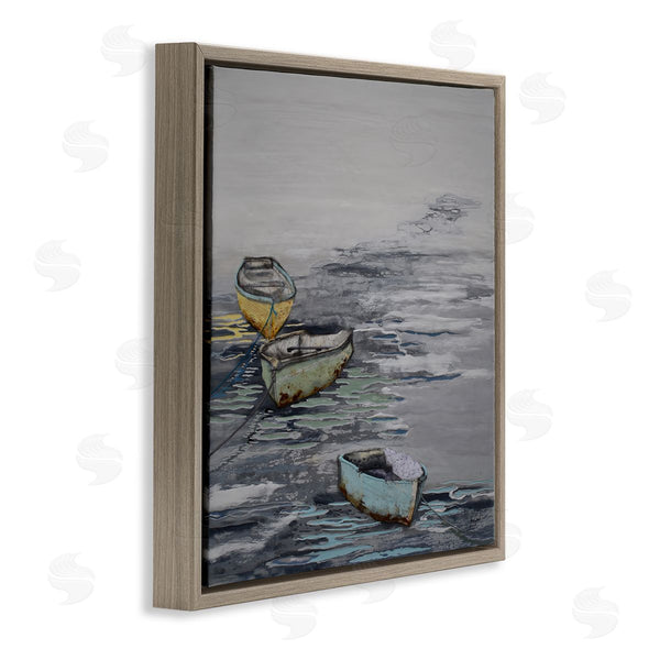 Stupell Industries Stacy Gresell | Three Rowboats Floating Ocean Waves Layered Collage Wall Art