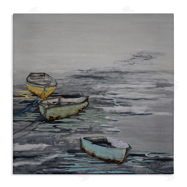 stupell industries Stacy Gresell | Three Rowboats Floating Ocean Waves Layered Collage Wall Art