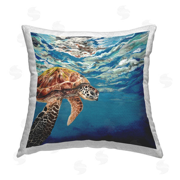 Stupell Industries Stacy Gresell | Underwater Turtle Sea Waves Printed Throw Pillow