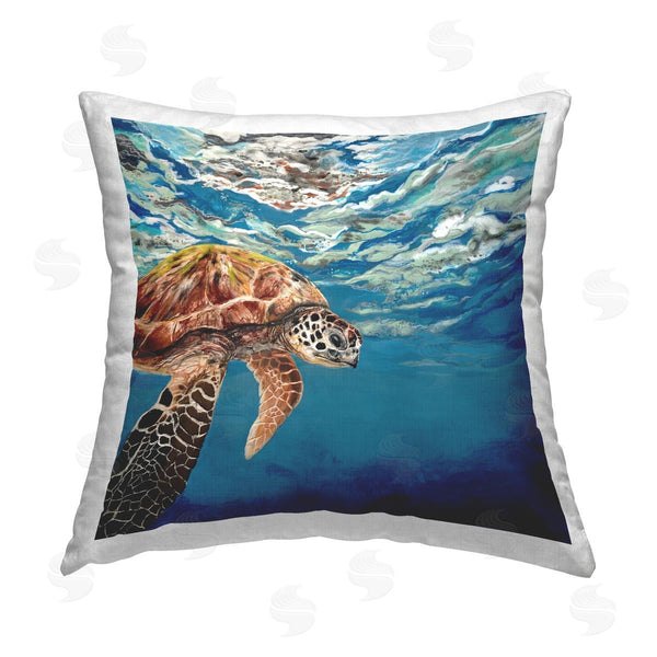 stupell industries Stacy Gresell | Underwater Turtle Sea Waves Printed Throw Pillow