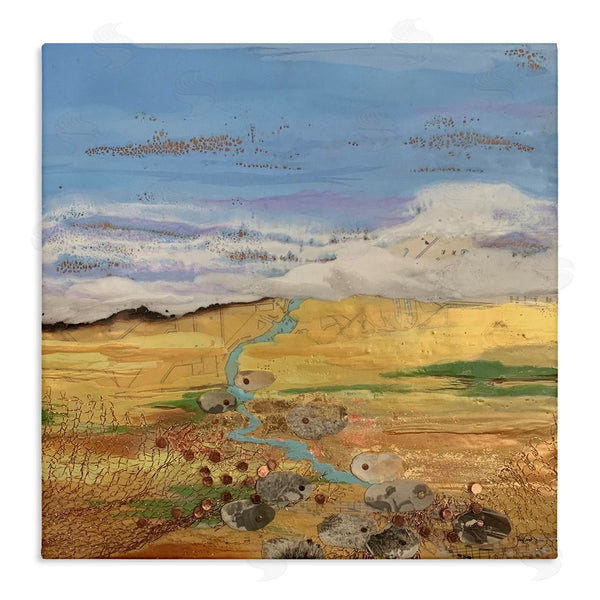 stupell industries Stacy Gresell | Vast Grassland Stream Collage Puffy Cloud Sky Wall Art