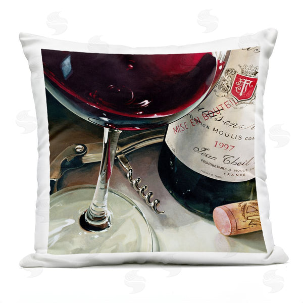 Stupell Industries Stefano Ferreri | Red Wine & Corkscrew Printed Throw Pillow