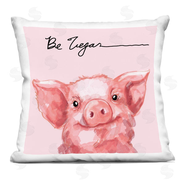 stupell industries Stella Chang | Be Vegan Cute Pig Printed Throw Pillow