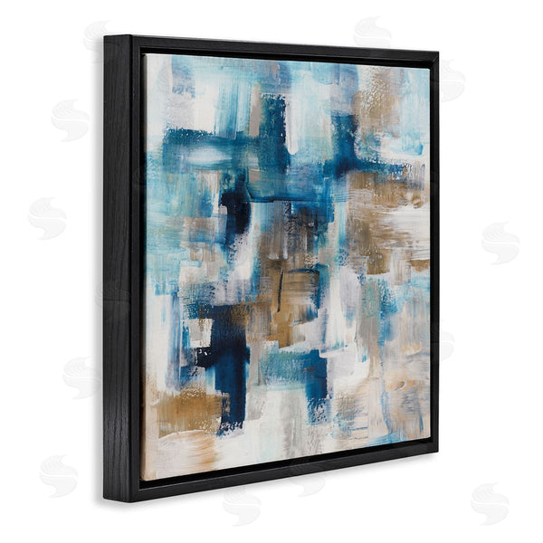 Stupell Industries Stella Chang | Dynamic Blocked Blue Square Brushstrokes Modern Design Wall Art