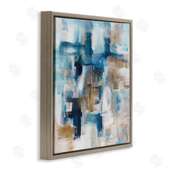 Stupell Industries Stella Chang | Dynamic Blocked Blue Square Brushstrokes Modern Design Wall Art