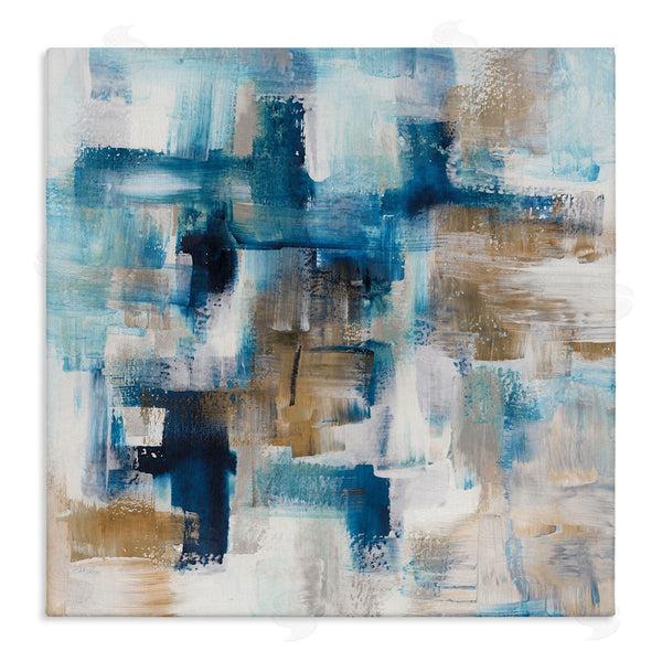 stupell industries Stella Chang | Dynamic Blocked Blue Square Brushstrokes Modern Design Wall Art